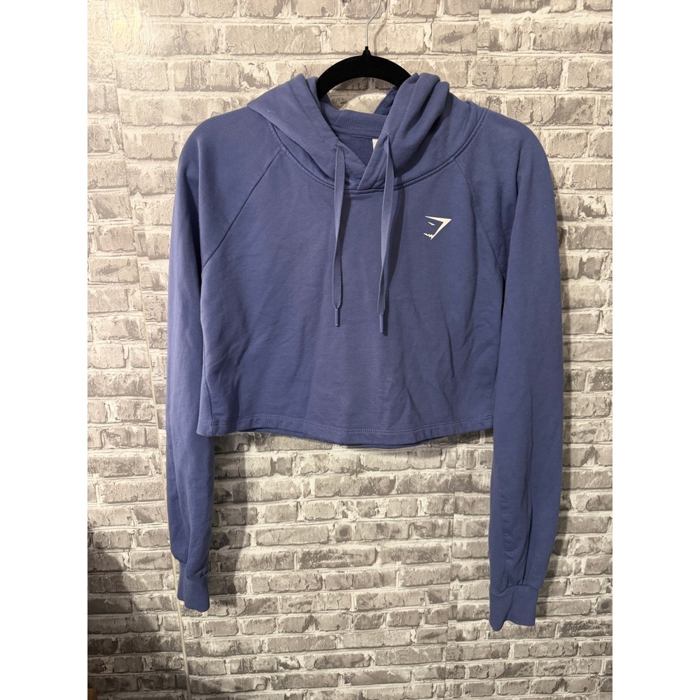 Gymshark Women Blue Training Cropped Hoodie Pullover Size Medium Athleisure